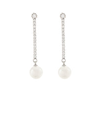 GS 10 MM PEARL PAVE CZ CHAIN EARRINGS