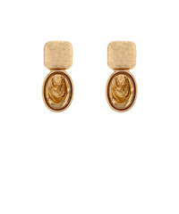 GS SQUARE OVAL STONE EARRING