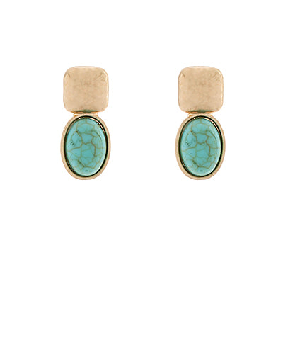 GS SQUARE OVAL STONE EARRING