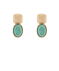 GS SQUARE OVAL STONE EARRING