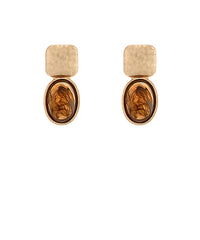 GS SQUARE OVAL STONE EARRING
