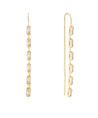 GS CZ BAGUETTE CHAIN THREADER EARRING