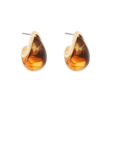 GS MARBLE PUFFY TEARDROP HOOPS
