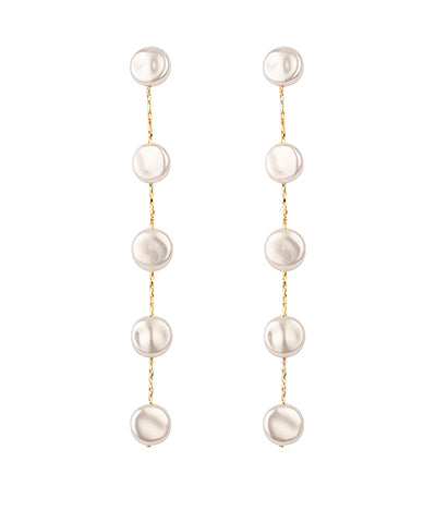 GS FLAT PEARL LINEAR DROP EARRINGS