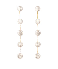 GS FLAT PEARL LINEAR DROP EARRINGS