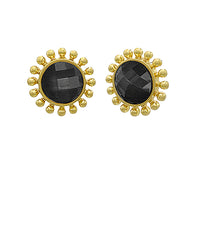 GS DOTTED AND FACETED ROUND STONE EARRINGS
