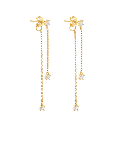 GS CZ LINEAR FRONT BACK EARRING