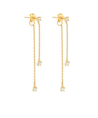 GS CZ LINEAR FRONT BACK EARRING