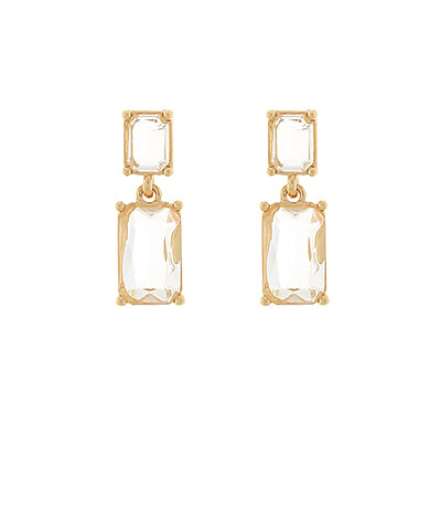 GS BAGUETTE CUT GLASS 2 DROP EARRING