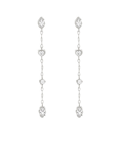 GS ORGANIC MULTI SHAPE CZ LINEAR EARRINGS