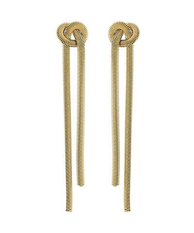 GS TEXTURED CHAIN W KNOT LONG EARRING
