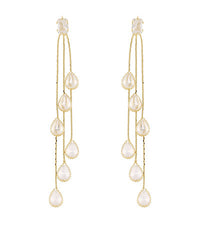 GS FRINGE END TEARDROP CRYSTAL & BAGUETTE EARRINGS