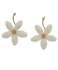 GS RAFFIA FLOWER AND CURVED BAR EARRINGS