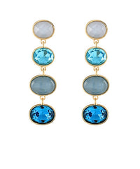 GS LINEAR OVAL STONE EARRINGS