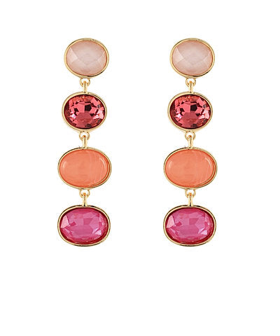 GS LINEAR OVAL STONE EARRINGS