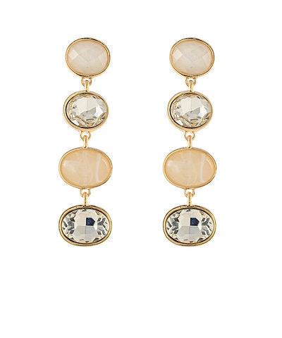 GS LINEAR OVAL STONE EARRINGS