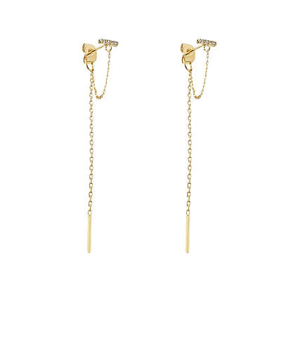 GS PAVE BAR CHAIN DROP EARRING