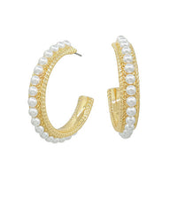 GS 38MM PAVE PEARL HOOPS