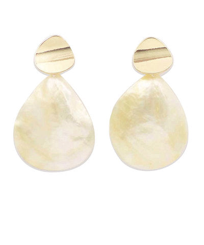 GS SHELL AND GEOMETRIC TRIANGLE EARRINGS