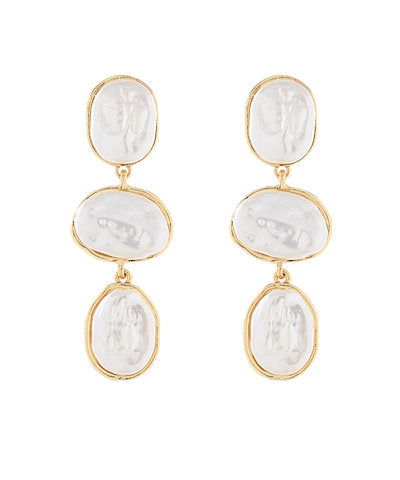 GS LINEAR OVAL PEARL EARRINGS