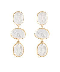 GS LINEAR OVAL PEARL EARRINGS