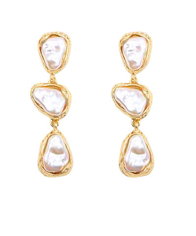 GS LINEAR FRAMED BAROQUE PEARL EARRINGS