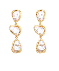 GS LINEAR FRAMED BAROQUE PEARL EARRINGS