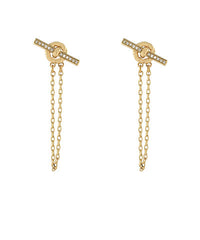 GS PAVE CZ BAR AND CHAIN EARRINGS