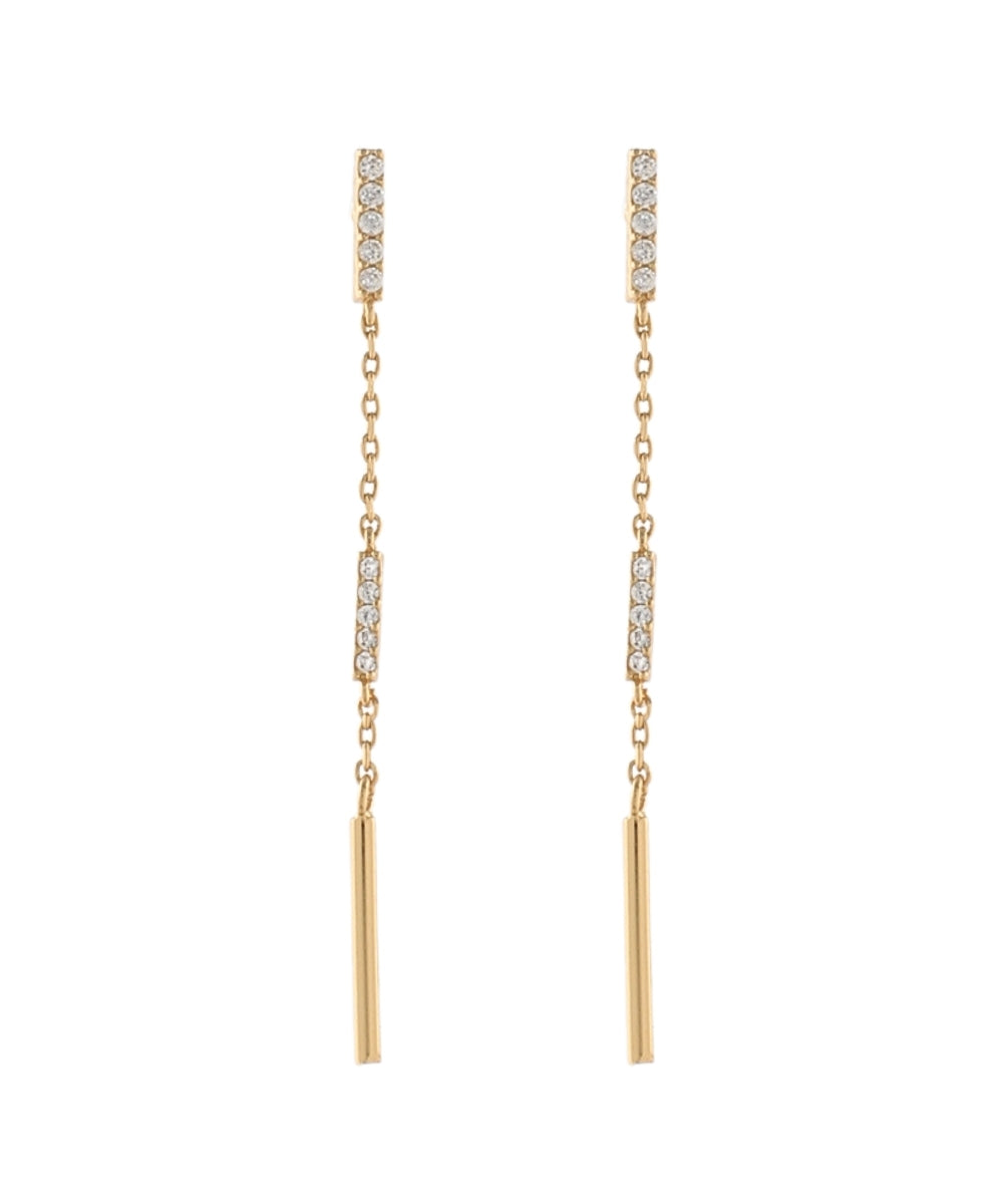 GS END BAR & PAVE BAR STATION EARRINGS
