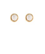 GS FRAMED COIN PEARL EARRINGS