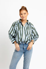 KARLIE STRIPE COLLAR BUBBLE TOP