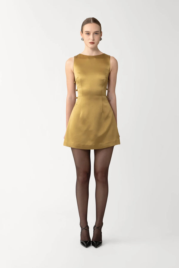 SAU LEE TEDDI SATIN MINI DRESS