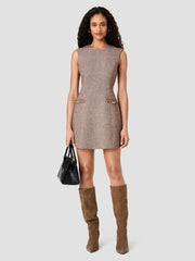 FRENCH CONNECTION NAYA HERRINGBONE BUCKLE MINI DRE