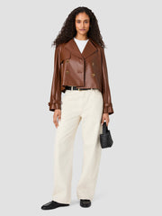 FRENCH CONNECTION PORTO FAUX LEATHER CROPPED JACKE