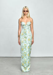 KATIE MAY URSULA STRAPLESS COLUMN CUP GOWN W SLIT