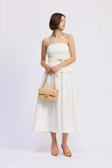 EN SAISON SAMANTHA MIXED MEDIA MIDI DRESS