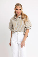KARLIE LINEN STRIPE TOP