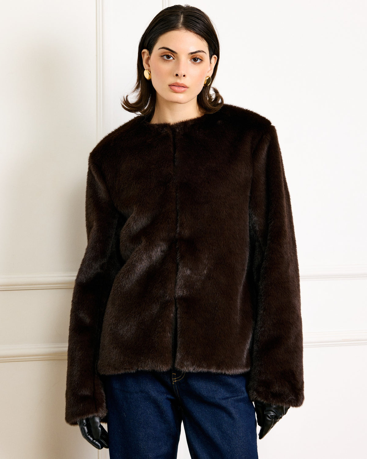 LINE AND DOT CASSIDY FAUX FUR JACKET