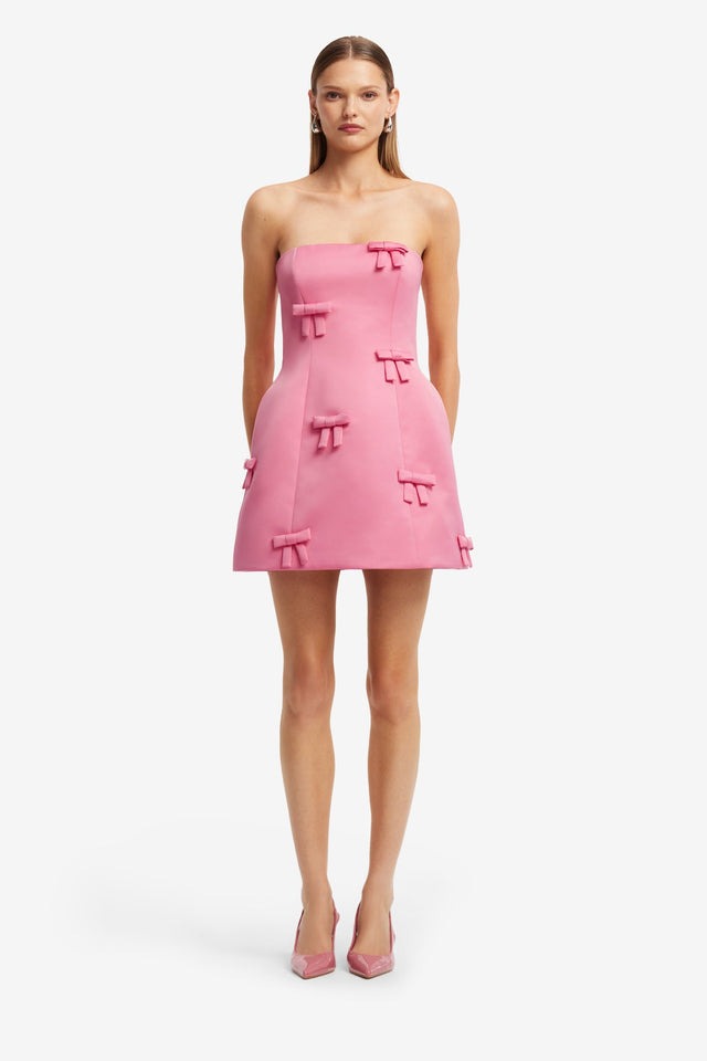 LEO LIN ROSELLE BOW MINI DRESS