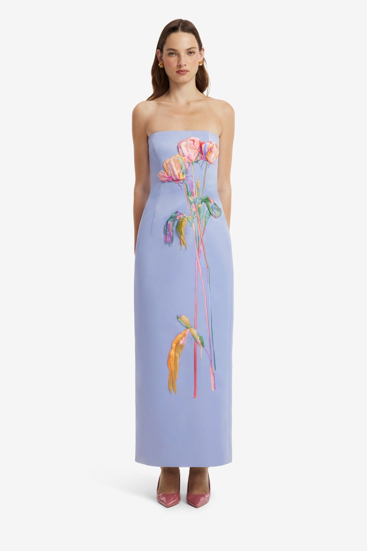LEO LIN RAYNA EMBROIDERED BUSTIER MAXI DRESS