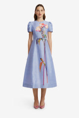 LEO LIN MARGUERITE SHORT SLEEVE MIDI DRESS