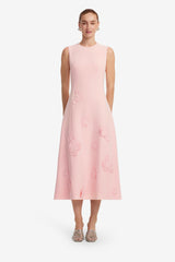 LEO LIN CLEO APPLIQUE SLEEVELESS MIDI DRESS