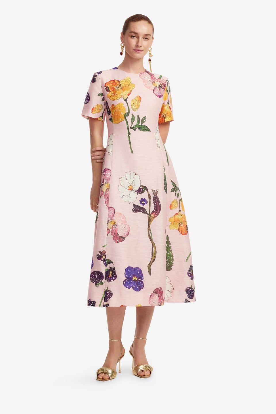 LEO LIN CAROLINE SHORT SLEEVE MIDI DRESS