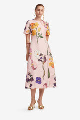 LEO LIN CAROLINE SHORT SLEEVE MIDI DRESS