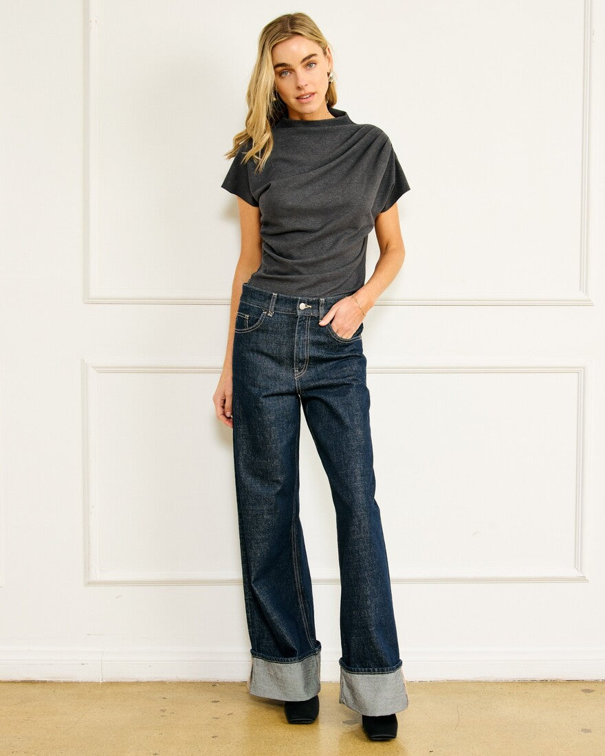 LINE & DOT WALKER DRAPED TOP
