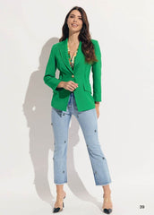 OO LA LA SOLID ONE BUTTON BLAZER W/ MESH LINING