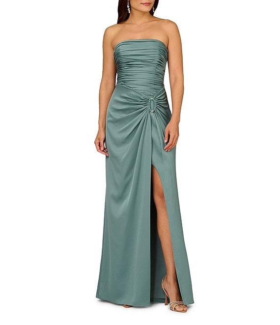 AIDAN MATTOX STRAPLESS RUCHED GOWN