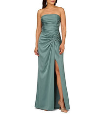 AIDAN MATTOX STRAPLESS RUCHED GOWN