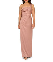 ADIAN MATTOX ONE SHOULDER RUCHED DRAPE GOWN