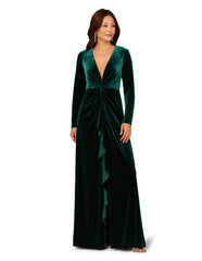 AIDAN MATTOX TWIST FRONT VELVET GOWN